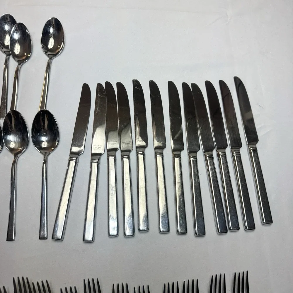 Reed & Barton Cole Stainless Steel 18/8 Flatware Set Of 51 Pieces Minimalist